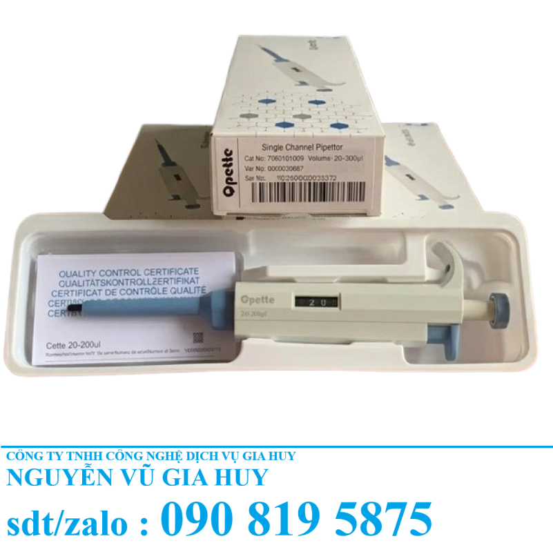 Micropipet Tự Động 1 Kênh Chính Xác Cao (0.1-1000ul) Cho PTN